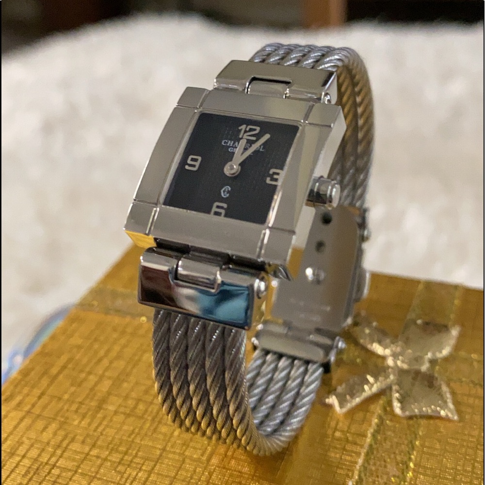 Authentic Phillippe Charriol stainless steel bracelet square face💝